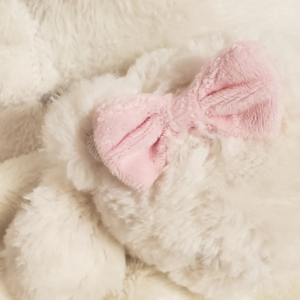 Baby Gear Lovey White Bear Pink Bow‎ Girls Fleece Baby Security Blanket  Plush